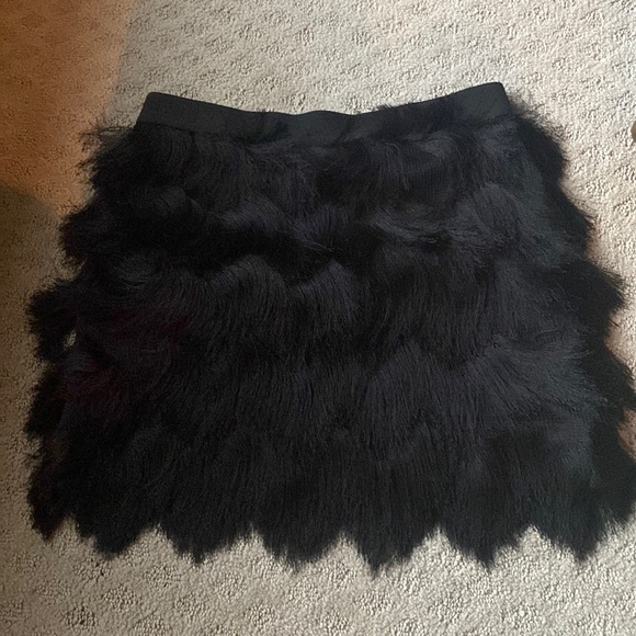 BCBGMaxazaria Black Fringe Mini Skirt - Picture 1 of 5
